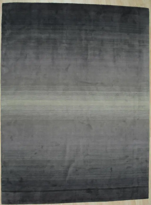 Alt view image 2 of 6 - Handmade Wool Gray Transitional Stripe Horizon Rug, Made in India