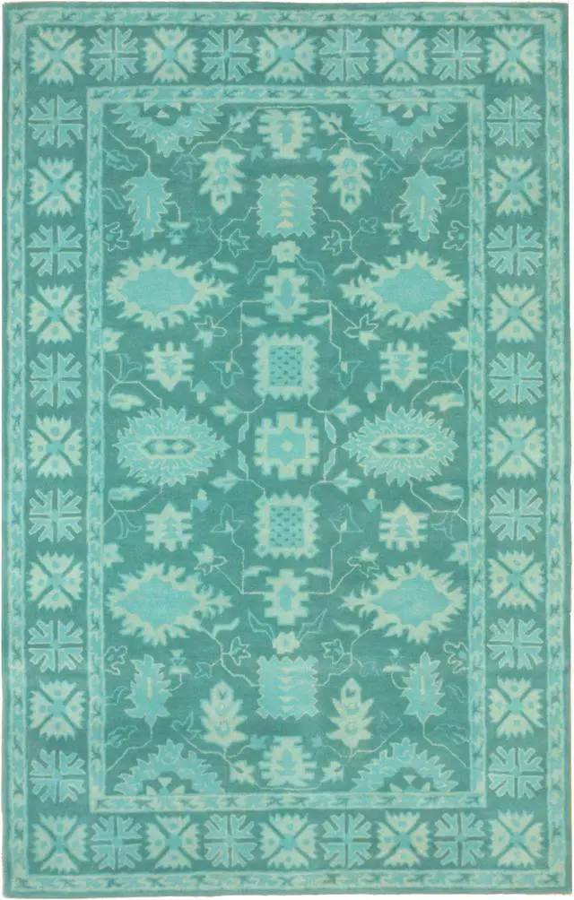 Alt view image 2 of 4 - Hand-Tufted Wool Green Traditional Oriental Overdyed Rug, Made in India