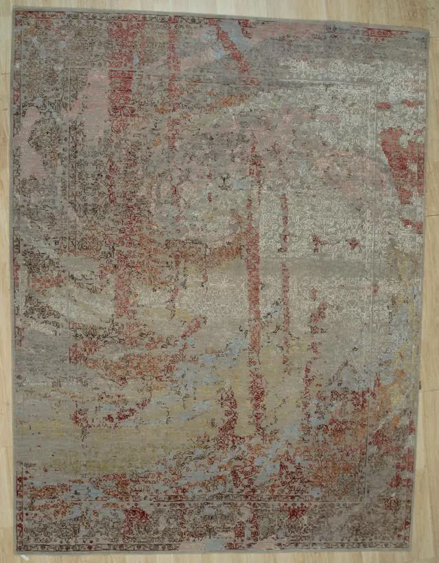 Alt view image 2 of 7 - Hand Knotted Wool Red Classic Oriental Tabriz Rug, Made in India