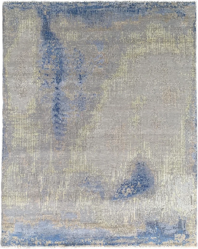 Main image of EORC KC20000BL8X10 Hand-knotted Wool Traditional Knot Rug, 8' X 10', GREY / STEAL BLUE