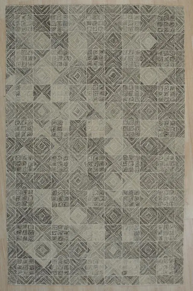 Alt view image 2 of 5 - Hand-Tufted Wool Multi-Colored Gray Transitional Geometric Modern Tufted Rug, Made in India