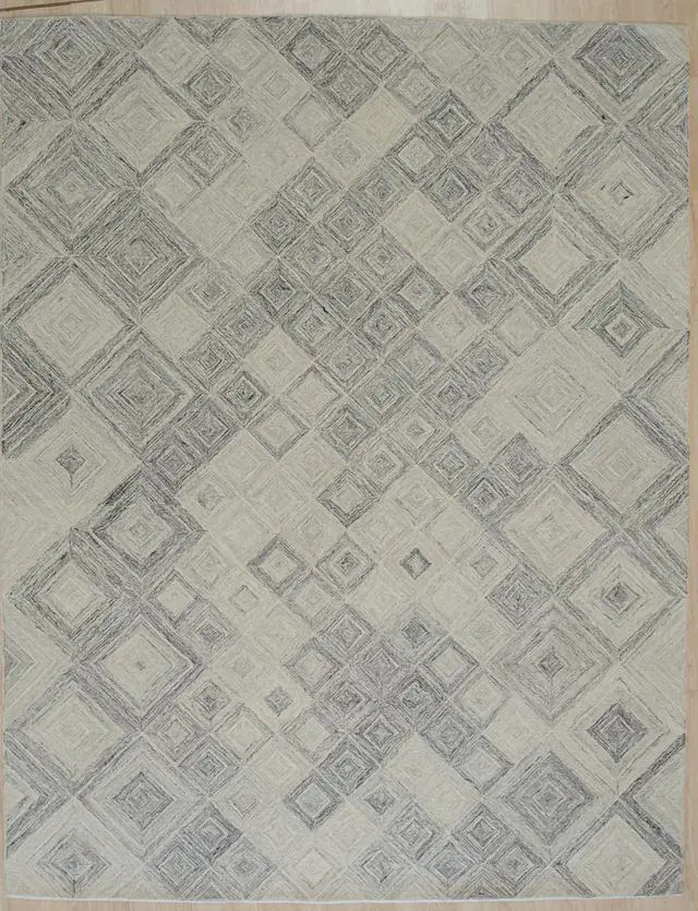 Alt view image 2 of 5 - Hand-Tufted Wool Multi-Colored Gray Transitional Geometric Modern Tufted Rug, Made in India