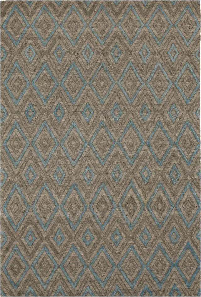 Main image of Handmade Wool & Viscose Gray Transitional Trellis Raga Rug, Made in India