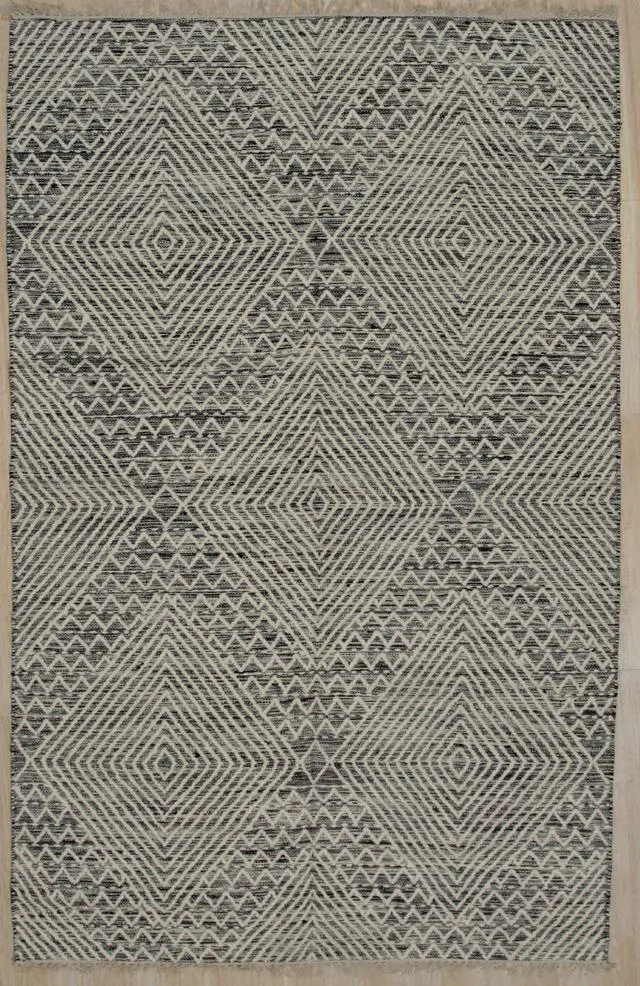 Alt view image 2 of 4 - Handwoven Wool Black Contemporary Geometric Punja Kilim Rug, Made in India