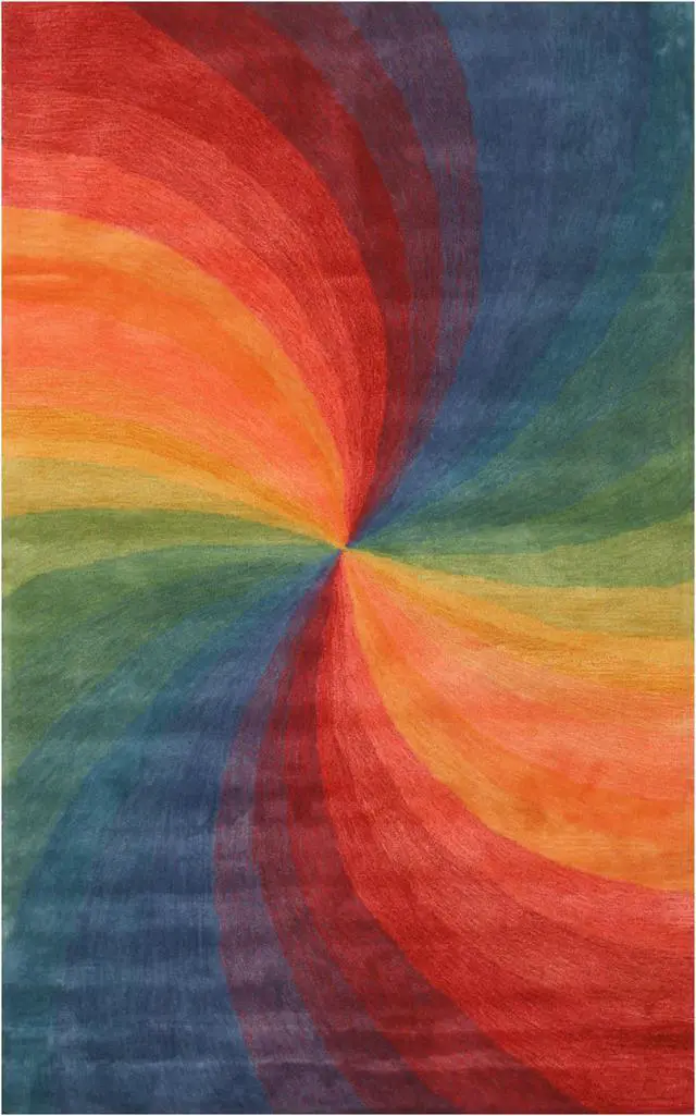 Alt view image 2 of 5 - EORC T162MU4X6 Hand-tufted Wool Swirl Rug, 4' x 6', Lollipop