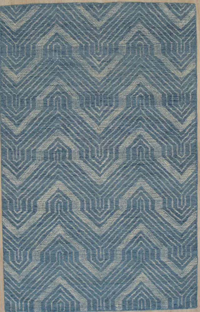Alt view image 2 of 4 - Hand-Tufted Wool Blue Contemporary Transitional Spring Rug, Made in India