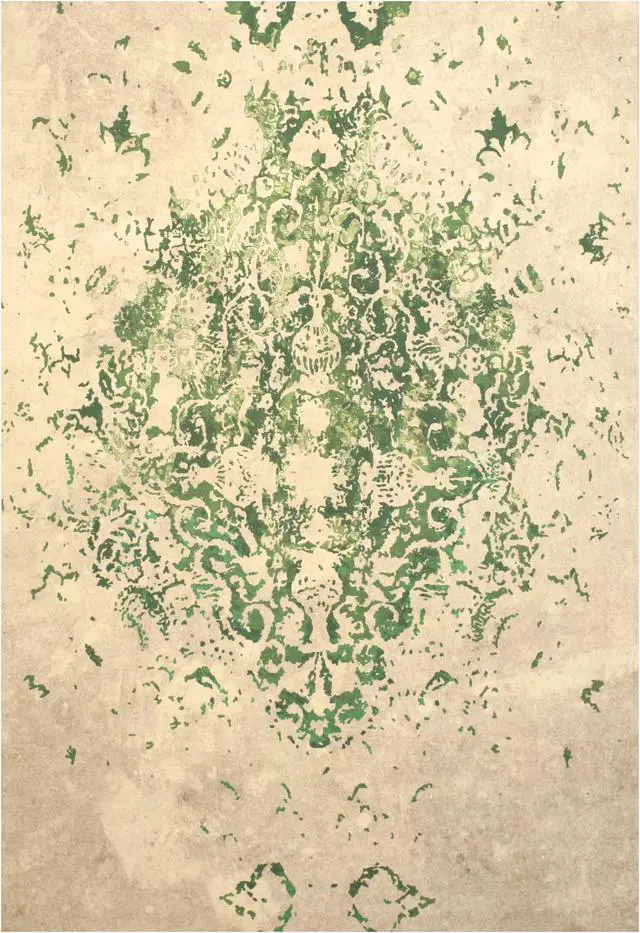 Alt view image 2 of 4 - EORC FL15GN4X6 Machine-made Polyester Distressed Bohemian Moderno Medallion Rug, 4' 4 x 6' 3, Green