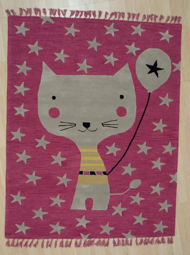 Alt view image 2 of 4 - Hand-Tufted Wool Pink Transitional Animal Children Tufted Rug, Made in India