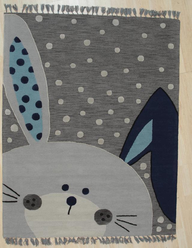 Alt view image 2 of 4 - Hand-Tufted Wool Gray Transitional Animal Children Tufted Rug, Made in India