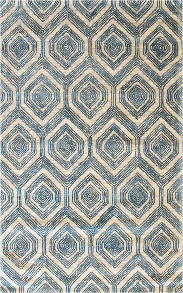 Alt view image 2 of 5 - Hand-Tufted Wool & Viscose Ivory Modern Geometric Havana Rug, Made in India