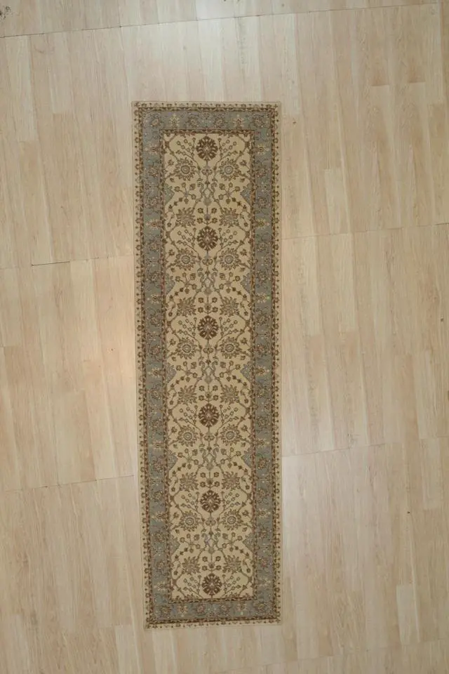 Alt view image 2 of 5 - Hand Crafted Wool Ivory Traditional Oriental Oushak Rug, Made in India