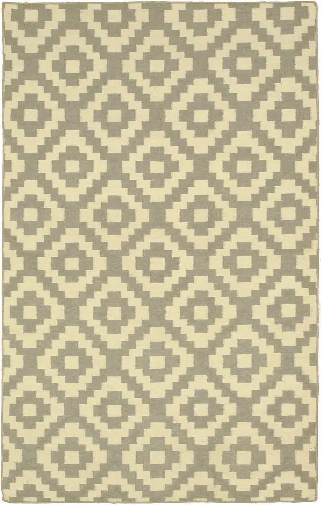 Alt view image 2 of 5 - Handmade Wool Gray Contemporary Trellis Flatweave Reversible Moroccan Rug, Made in India