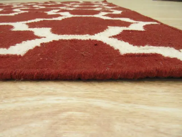 Alt view image 5 of 5 - EORC DM75RD8X10 Handmade Wool Flatweave ReversibleMoroccan Rug, 8' x 10', Red