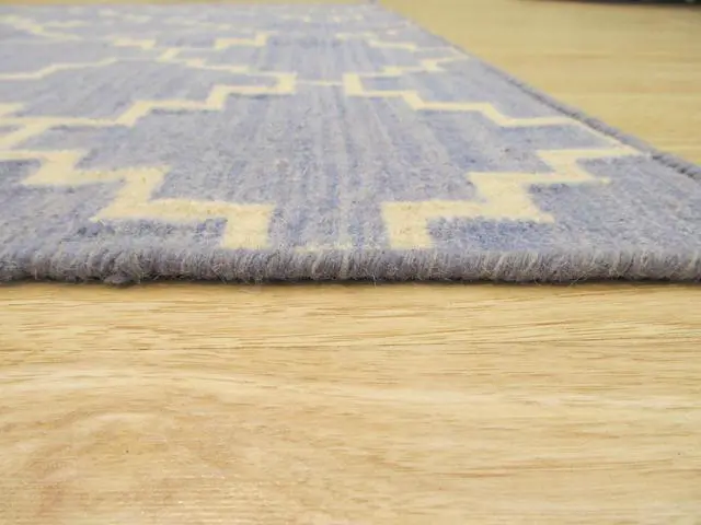 Alt view image 4 of 4 - EORC DM85BL5X8 Handmade Wool Flatweave ReversibleMoroccan Rug, 5' x 8', Blue