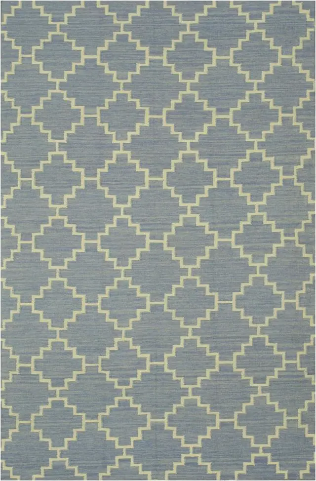 Main image of EORC DM85BL5X8 Handmade Wool Flatweave ReversibleMoroccan Rug, 5' x 8', Blue