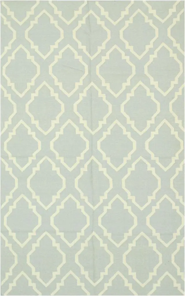 Alt view image 2 of 5 - EORC DM94BL5X8 Handmade Wool Reversible Modern Moroccan Kilim Rug, 5' x 8', Blue