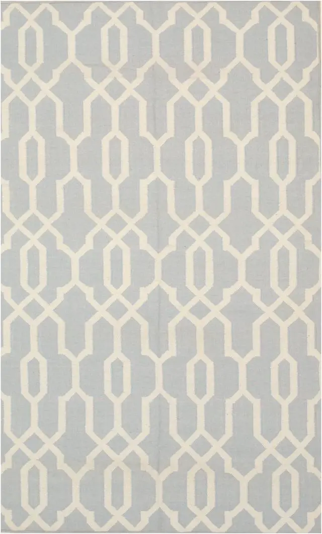 Alt view image 2 of 5 - EORC DM98BL5X8 Handmade Wool Reversible Modern Moroccan Kilim Rug, 5' x 8', Blue