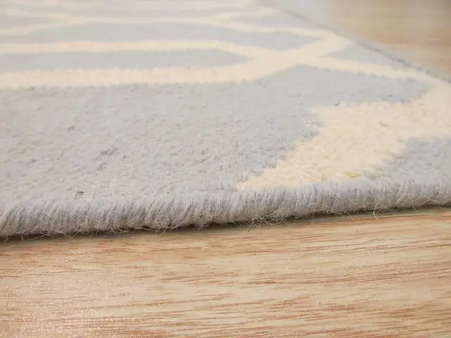 Alt view image 4 of 5 - EORC DM98BL5X8 Handmade Wool Reversible Modern Moroccan Kilim Rug, 5' x 8', Blue