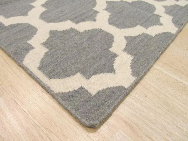 Alt view image 3 of 4 - EORC DM73GY8X10 Handmade Wool Flatweave ReversibleMoroccan Rug, 8' x 10', Gray