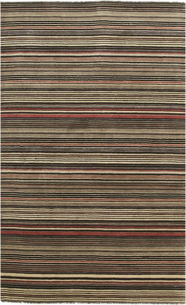 Alt view image 2 of 5 - Black/Charcoal Striped Handmade Wool Rug, Made in India