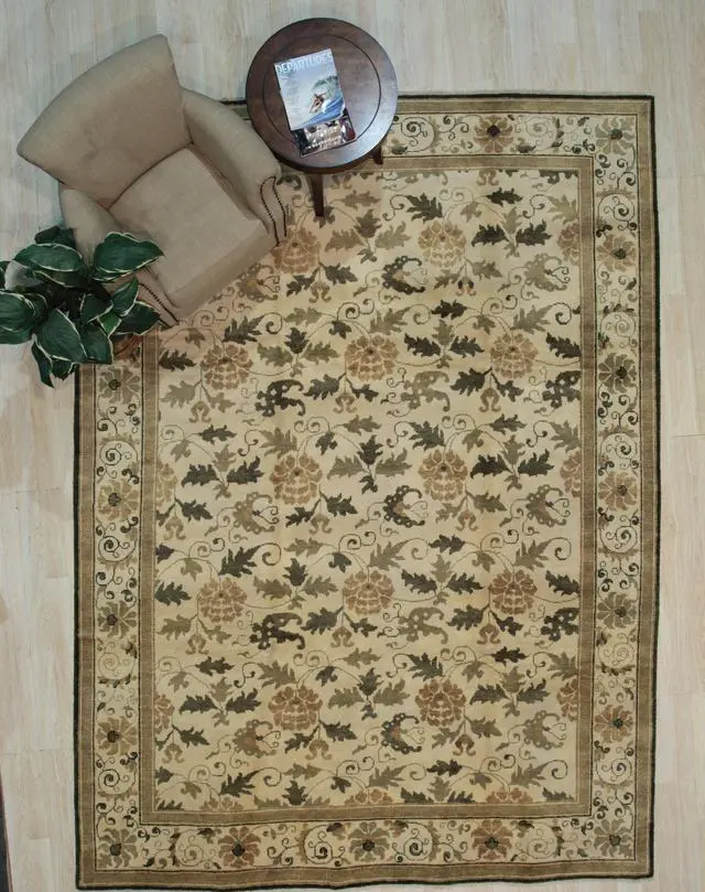 Main image of EORC FAF118BIV9X12 Handmade Wool Ningxia  Rug, 9' x 12', Ivory