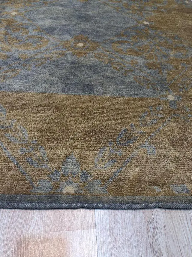 Alt view image 4 of 4 - Handmade Wool Blue Transitional All Over Ningxia Rug, Made in India