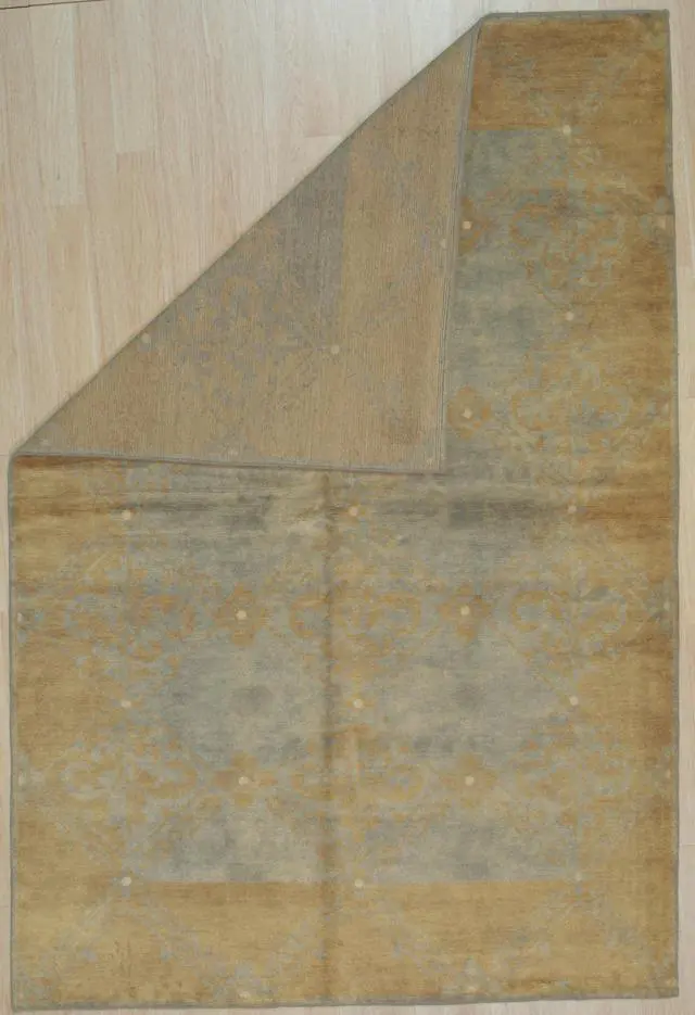 Alt view image 3 of 4 - Handmade Wool Blue Transitional All Over Ningxia Rug, Made in India