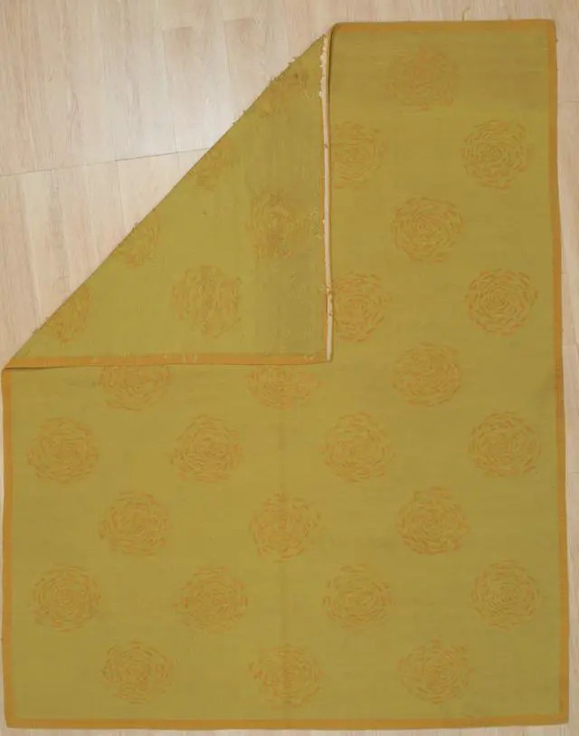 Alt view image 3 of 4 - Handwoven Wool Yellow Contemporary Modern Modern Flat Weave Rug, Made in India
