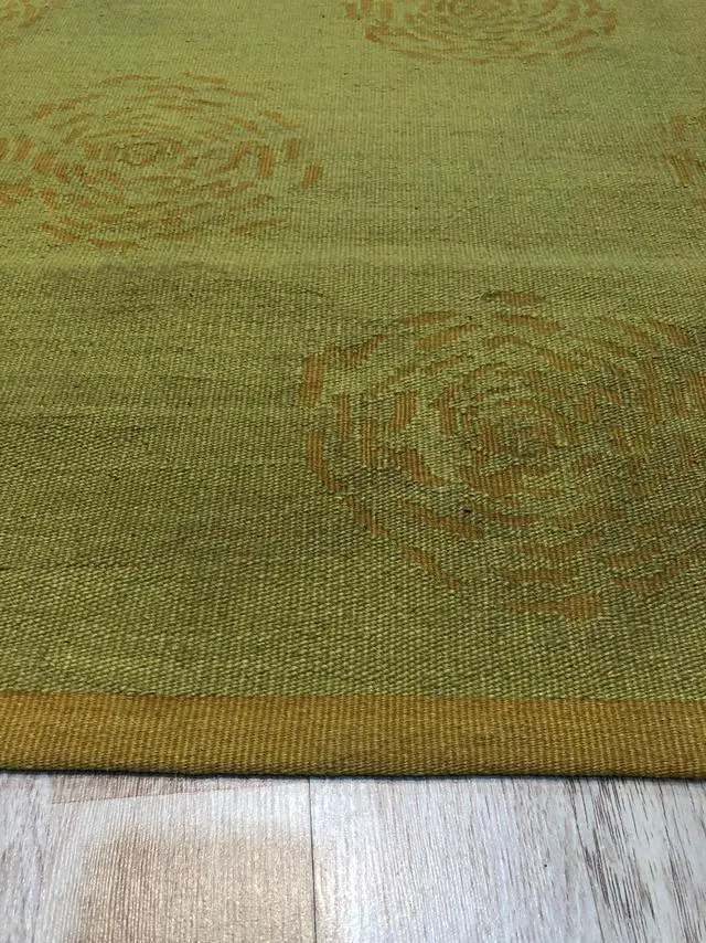 Alt view image 4 of 4 - Handwoven Wool Yellow Contemporary Modern Modern Flat Weave Rug, Made in India