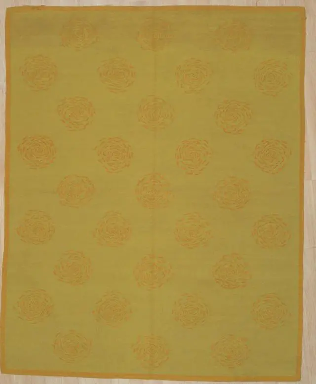 Main image of Handwoven Wool Yellow Contemporary Modern Modern Flat Weave Rug, Made in India