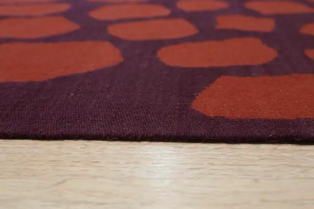 Alt view image 4 of 4 - Handwoven Wool Orange Contemporary Modern Modern Flat Weave Rug, Made in India