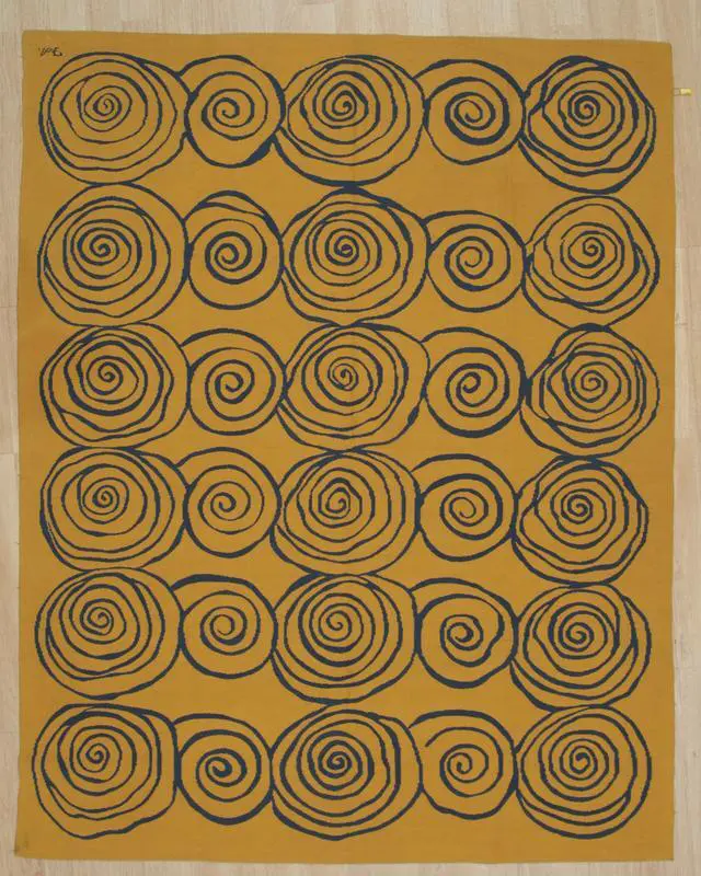 Alt view image 2 of 4 - Handwoven Wool Yellow Contemporary Modern Modern Flat Weave Rug, Made in India