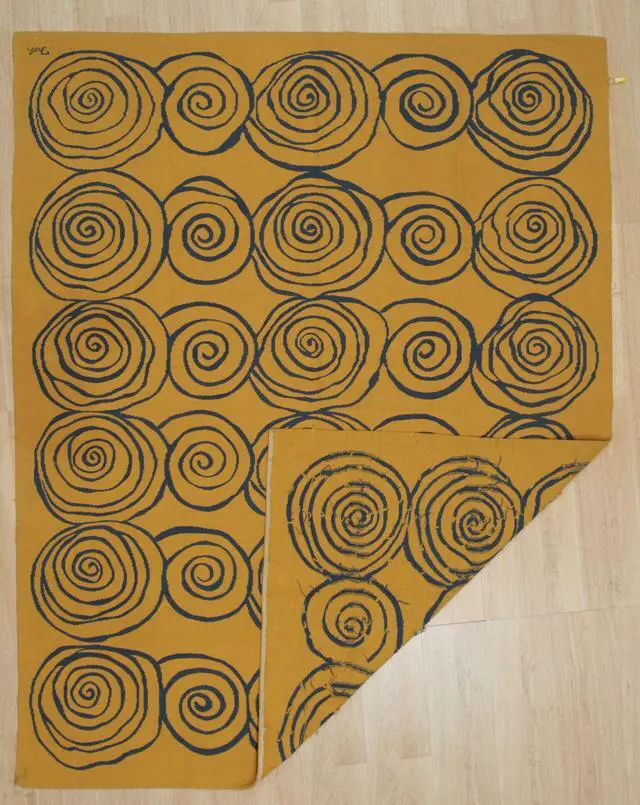 Alt view image 3 of 4 - Handwoven Wool Yellow Contemporary Modern Modern Flat Weave Rug, Made in India