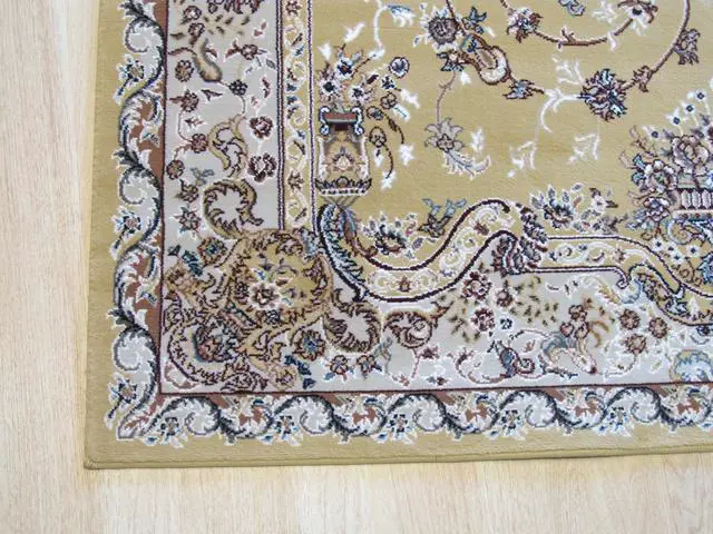 Alt view image 2 of 3 - Gold Traditional Oriental Tabriz Rug, Made in India
