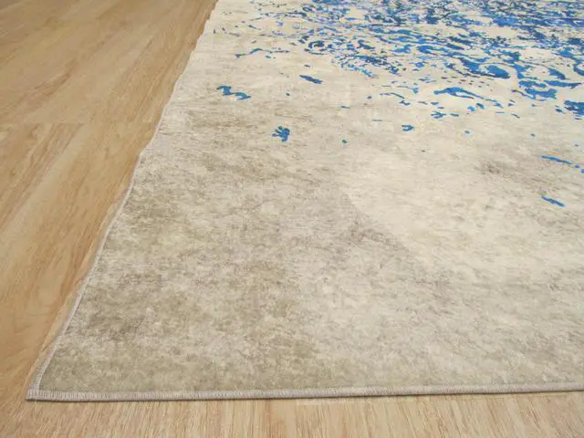 Alt view image 3 of 4 - EORC FL15BL6X9 Machine-made Polyester Distressed Bohemian Moderno Medallion Rug, 5'11 x 8'10, Blue