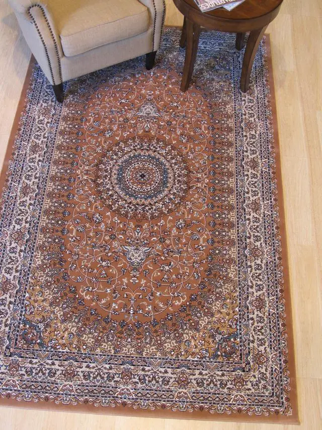 Alt view image 4 of 4 - Rust Traditional Oriental Tabriz Rug, Made in India