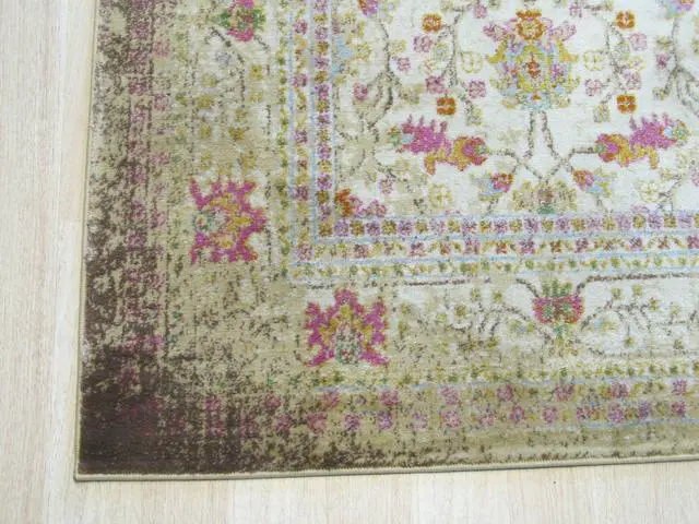Alt view image 2 of 3 - EORC FL73IV5X7 machine-made Polypropylene Capella Rug, 5'3 x 7'3, Ivory