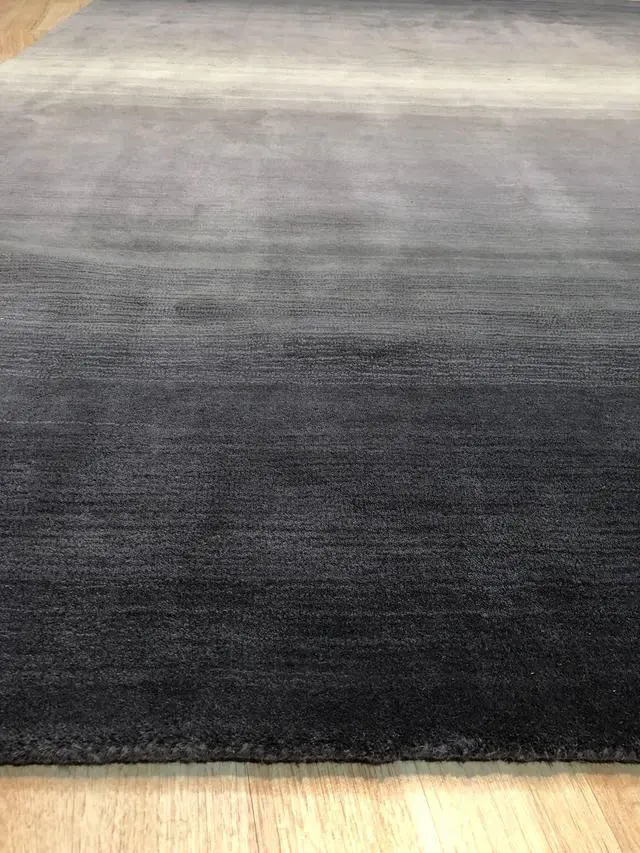 Alt view image 5 of 6 - Handmade Wool Gray Transitional Stripe Horizon Rug, Made in India
