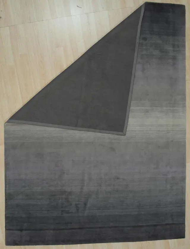 Alt view image 4 of 6 - Handmade Wool Gray Transitional Stripe Horizon Rug, Made in India