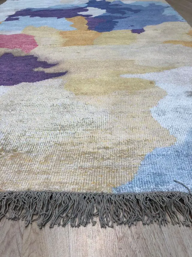 Alt view image 5 of 5 - Hand Knotted BAMBOO SILK Multi-Colored Transitional Transitional Modern Sik Knotted Rug, Made in India