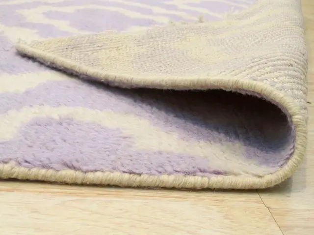 Alt view image 4 of 5 - Hand Knotted Wool Purple Contemporary Trellis Moroccan Rug, Made in India