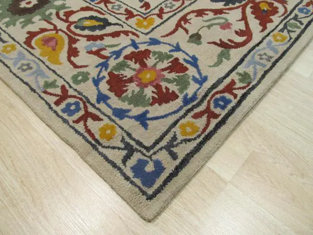 Alt view image 3 of 5 - Hand-Tufted Wool Ivory Transitional Floral Suzani Rug, Made in India