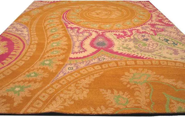 Alt view image 3 of 3 - EORC IE8780B5X8 Hand-tufted Wool Paisley Rug, 5' x 8', Orange