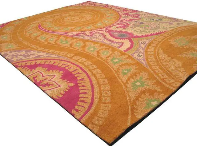 Alt view image 2 of 3 - EORC IE8780B5X8 Hand-tufted Wool Paisley Rug, 5' x 8', Orange