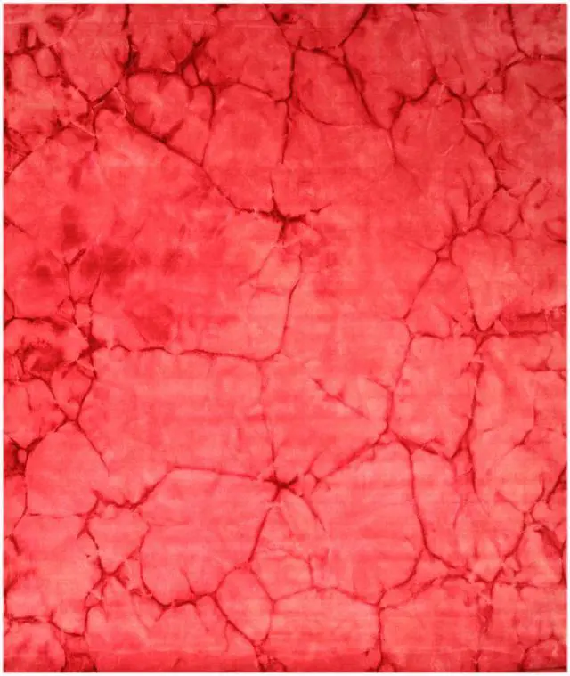 Alt view image 2 of 4 - Handmade Wool Pink Contemporary Abstract Dip Dyed Rug, Made in India