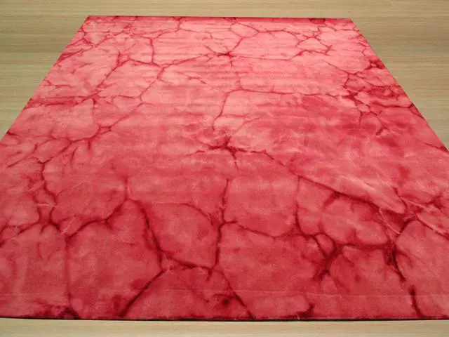 Alt view image 4 of 4 - Handmade Wool Pink Contemporary Abstract Dip Dyed Rug, Made in India