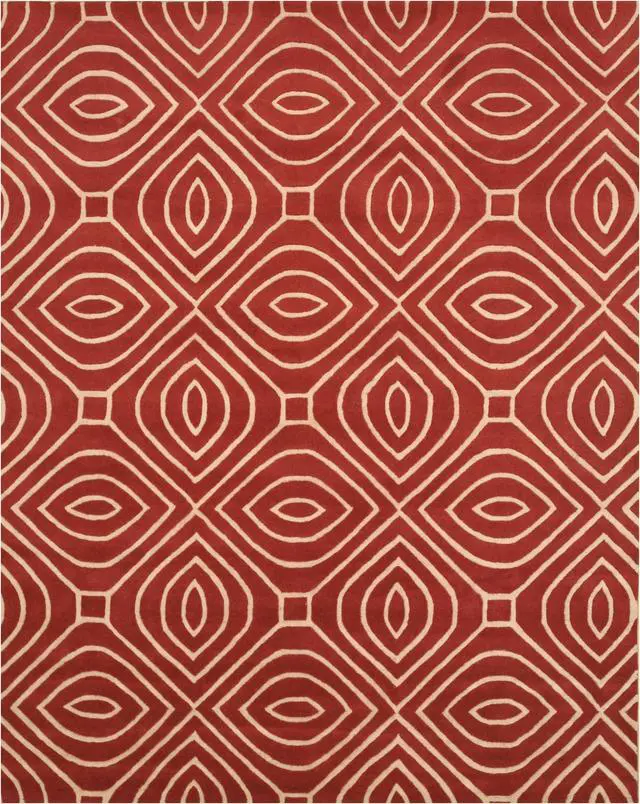 Alt view image 2 of 4 - Hand-Tufted Wool Red Contemporary Geometric Marla Rug, Made in India