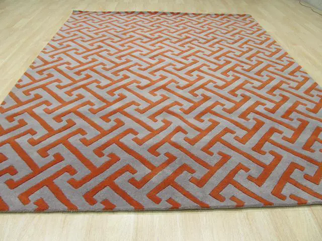 Alt view image 4 of 5 - Hand-Tufted Wool Gray Contemporary Geometric Harrison Rug, Made in India
