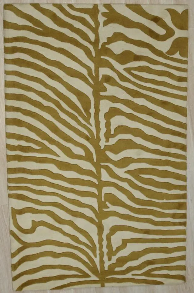 Alt view image 2 of 5 - Hand-Tufted Wool GOLD Transitional Stripe Modern Tufted Rug, Made in India