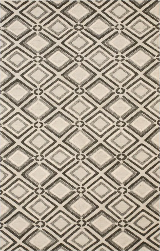 Alt view image 2 of 5 - Handmade Wool Gray Contemporary Geometric Raga Rug, Made in India